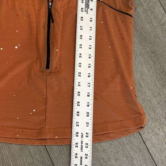 Jamie Sadock Women’s Medium Orange Shimmer Sleeveless Top Zip Golf Polo - Picture 4 of 7